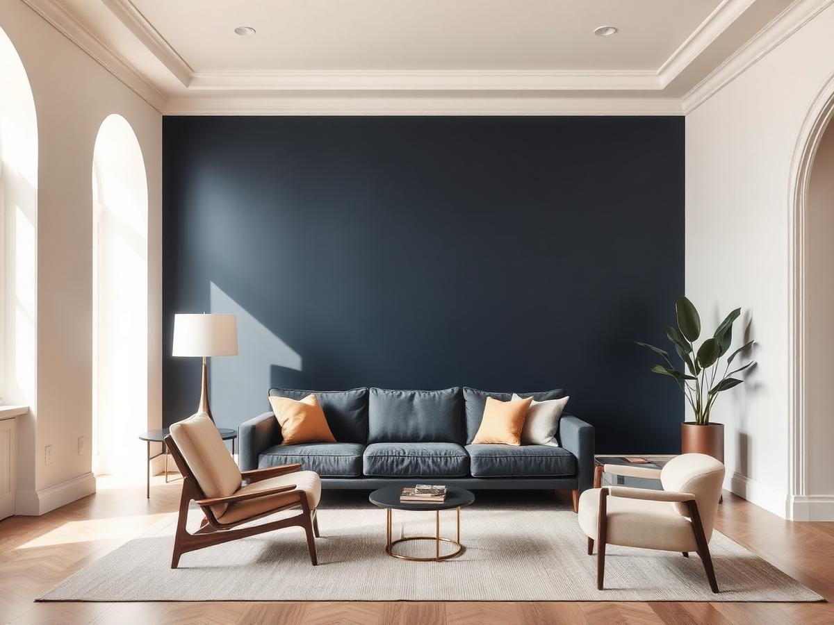 Finished navy accent wall